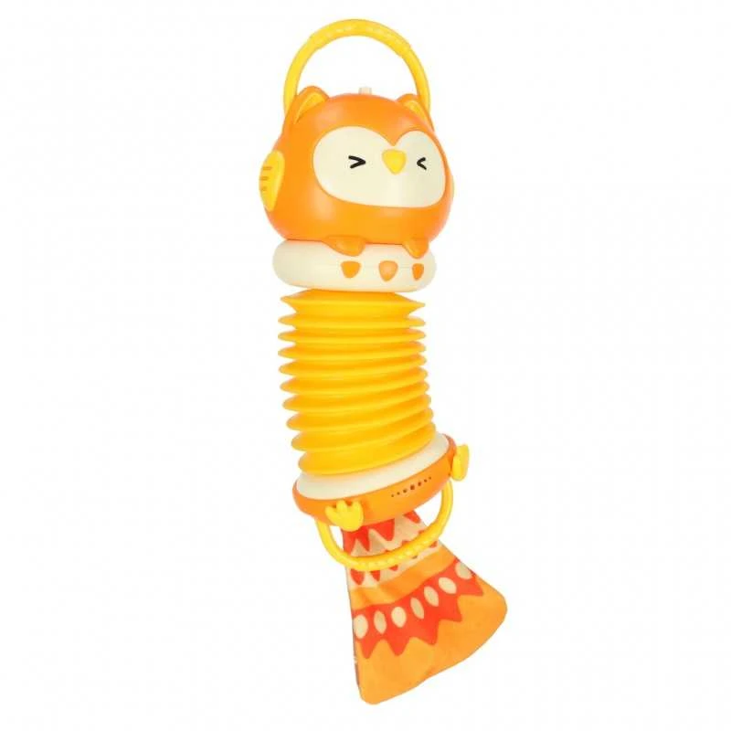 Vaikiškas muzikinis akordeonas Oranžinė pelėda, 33 cm