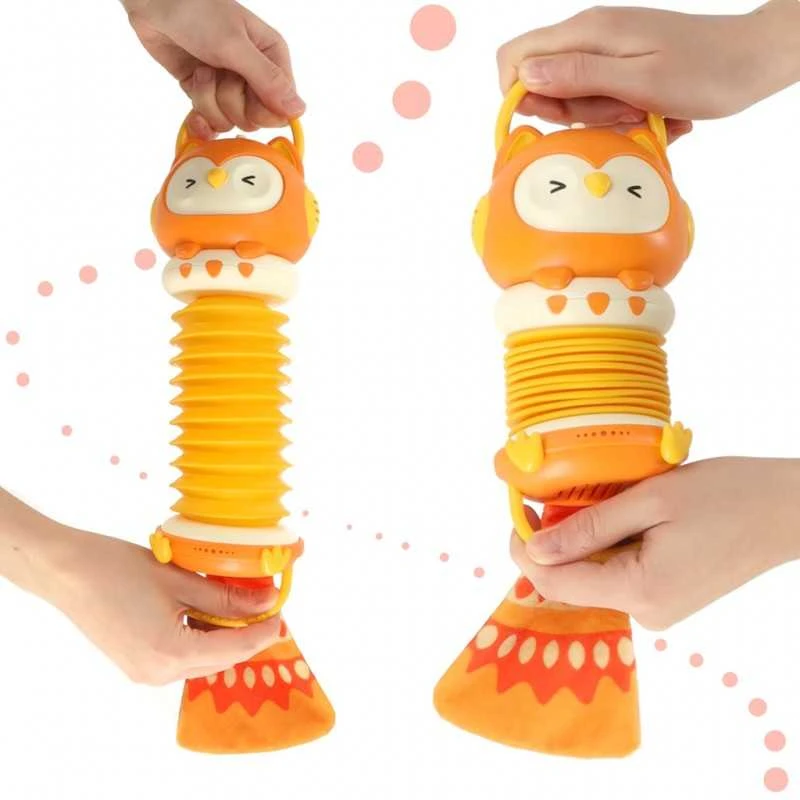 Vaikiškas muzikinis akordeonas Oranžinė pelėda, 33 cm