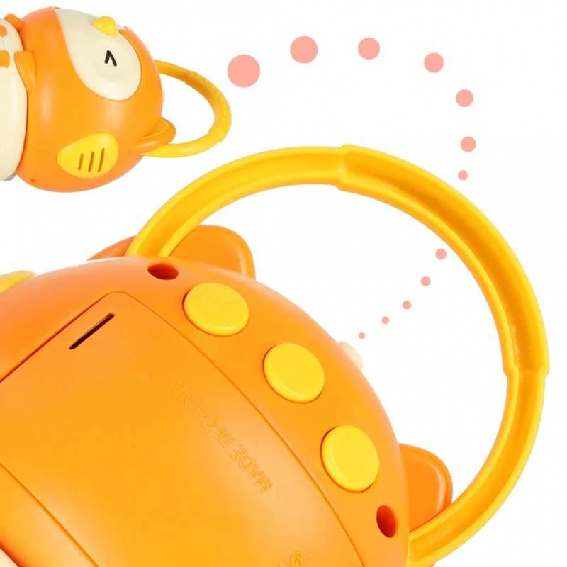 Vaikiškas muzikinis akordeonas Oranžinė pelėda, 33 cm