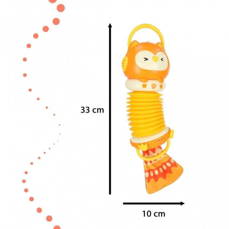 Vaikiškas muzikinis akordeonas Oranžinė pelėda, 33 cm