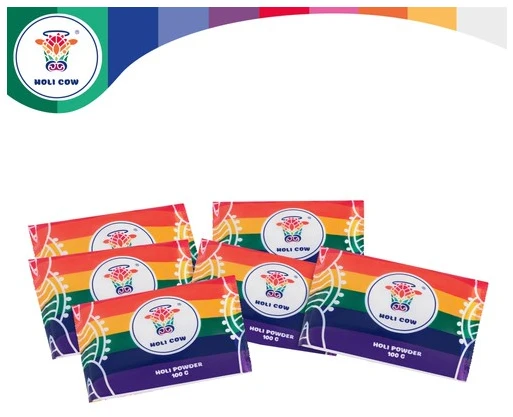 Holi spalvų miltelių rinkinys 6x100g Holi Cow 27335