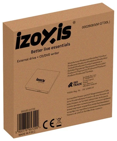Išorinis diskas + CD/DVD įrašymo įrenginys Izoxis 26083