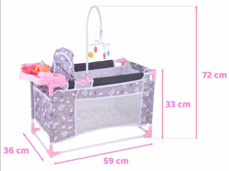 Jokomisiada 2-in-1 Sweet Dream Doll Set – Crib and High Chair ZA5918