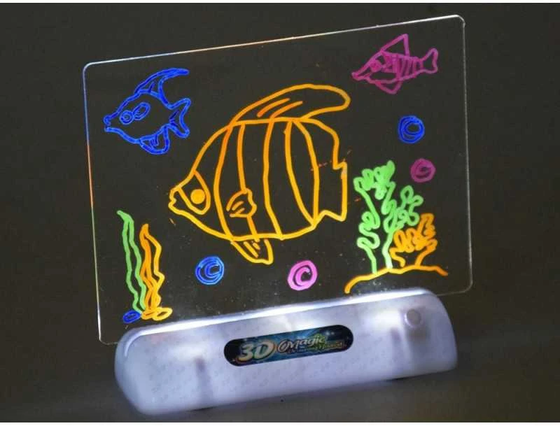 Jokomisiada 3D piešimo lenta su LED apšvietimu + žymekliai ir akiniai TA0115