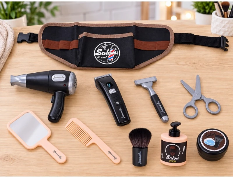 Jokomisiada „BARBER“ kirpimo rinkinys vaikams – diržas + priedai ZA6217