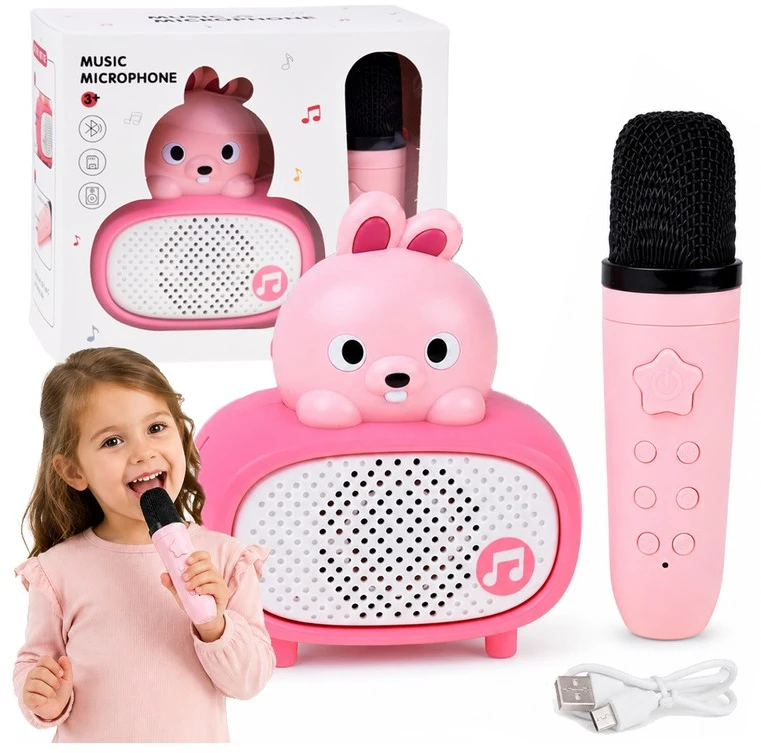 Jokomisiada Interactive Bluetooth Karaoke Microphone Speaker Bunny Music IN0193