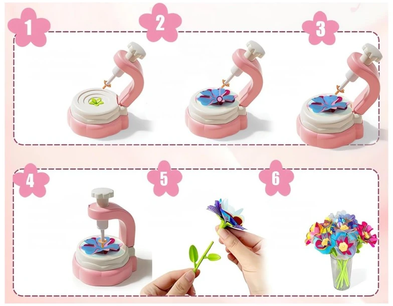 Jokomisiada Flower making kit BOUQUET MACHINE Fabric flowers + vase ZA6596