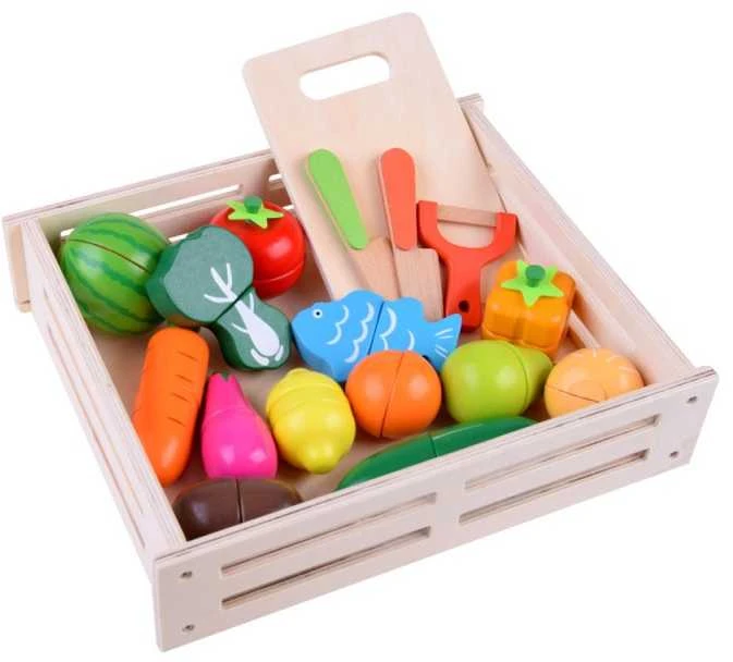 Jokomisiada Wooden fruit and vegetable cutting board with magnet, BOX, knife, ZA4121