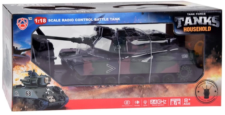 Jokomisiada Remote-Controlled RC Abrams M1A1 Tank Smoke Sound Lights 45 cm RC0770