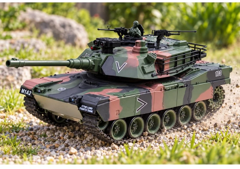 Jokomisiada Remote-Controlled RC Abrams M1A1 Tank Smoke Sound Lights 45 cm RC0770