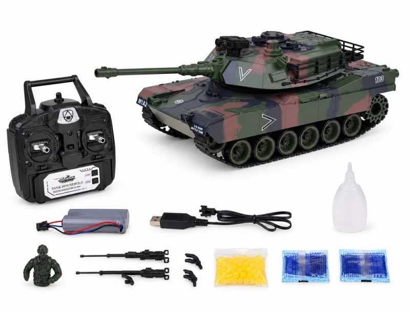 Jokomisiada Remote-Controlled RC Abrams M1A1 Tank Smoke Sound Lights 45 cm RC0770