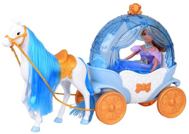 Jokomisiada Fairytale princess doll in a ball gown + royal carriage horse ZA5705