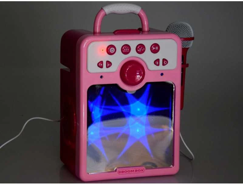 Jokomisiada Rožinė Muzikinis garsiakalbis „Rožinė Boombox“ vaikams, sergantiems mikrofonu,