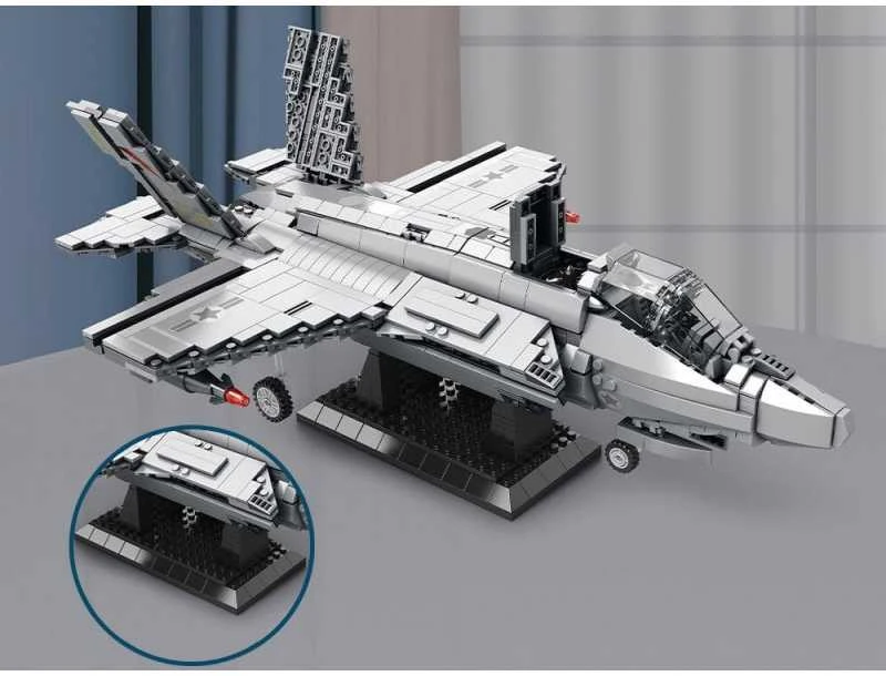 Jokomisiada Techniniai blokai Licencijuotas amerikiečių naikintuvas F-35 Lightning II 1600 dalių ZA5799