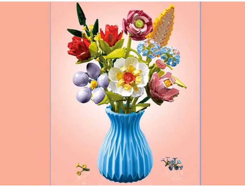 Jokomisiada Technical blocks SERIES: Bouquet of 8 wildflowers in a vase 691 pieces ZA5892