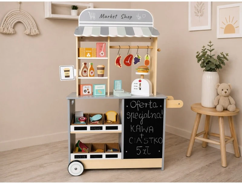 Jokomisiada Wooden shop for children - interactive MARKET with ice cube maker ZA6167