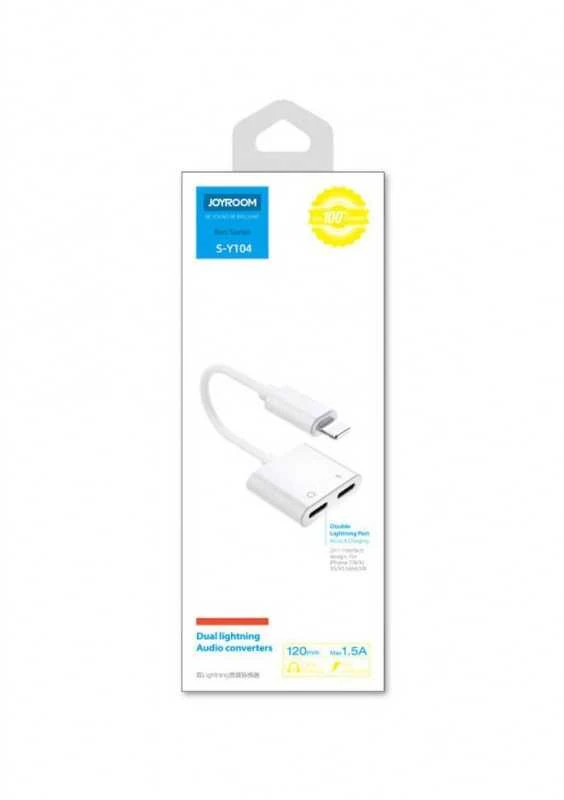 Garso adapteris Dual Lightning Joyroom S-Y104 (baltas)