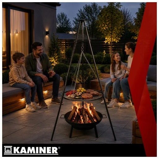Tripod garden grill 167x58cm Kaminer