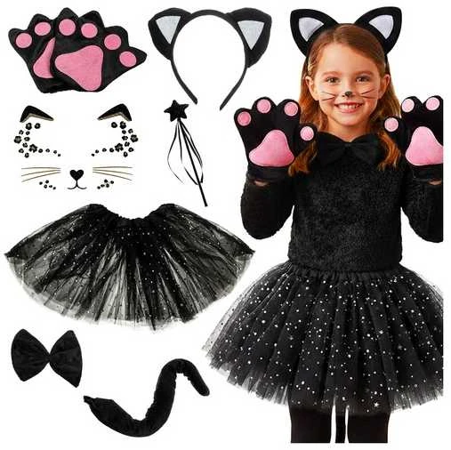 7-piece cat costume - juodas Kruzzel 26745