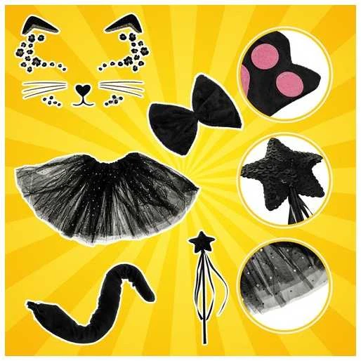 7-piece cat costume - juodas Kruzzel 26745