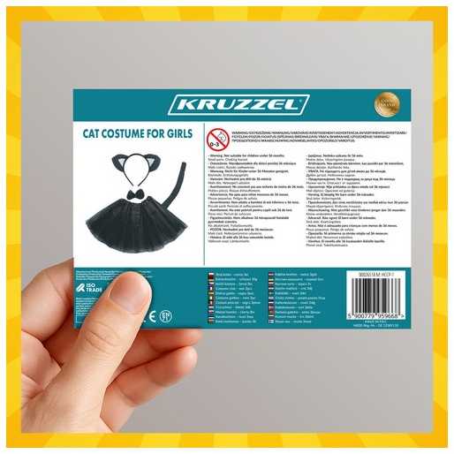 Kitten Costume - Juodas 4-Piece Kruzzel 26518