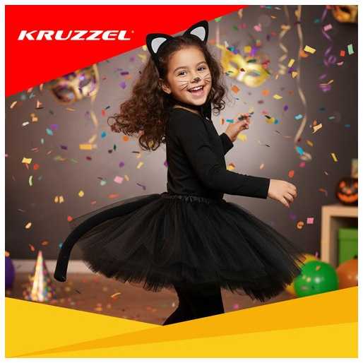 Kitten Costume - Juodas 4-Piece Kruzzel 26518