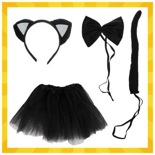Kitten Costume - Juodas 4-Piece Kruzzel 26518