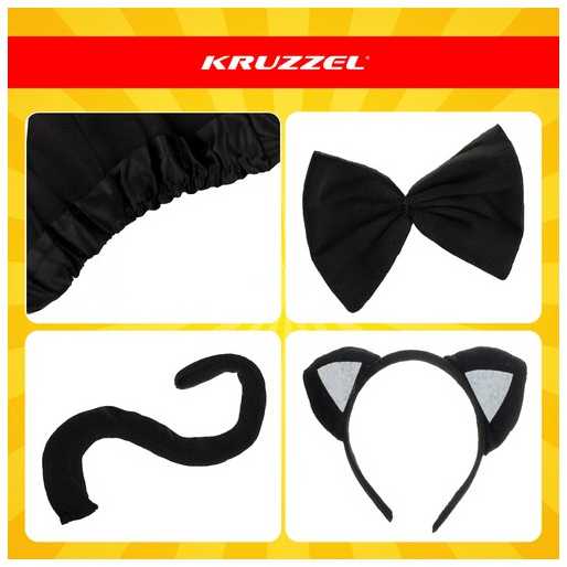 Kitten Costume - Juodas 4-Piece Kruzzel 26518