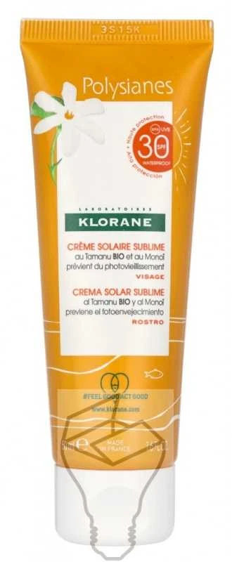 Klorane Polysianes Sublime veido kremas nuo saulės Spf30 50ml
