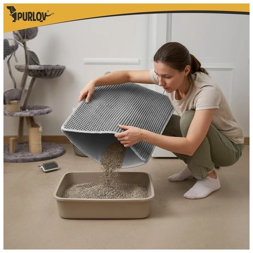 Litter box mat 75x55cm - pilka Purlov