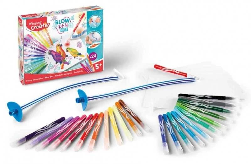 Maped CREATIV Blow Pen Art pučiamųjų flomasterių rinkinys, 24 spalvų