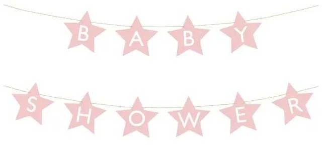Party Deco Kūdikių dušo žvaigždės ryškiai rožinės spalvos 290 cm x 16,5 cm