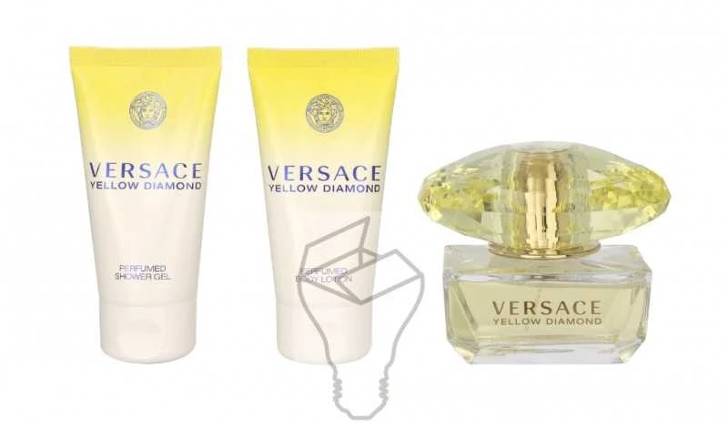 Versace Geltona Diamond rinkinys moterims (EDT, 50 ml + kūno losjonas, 50 ml + dušo želė, 50 ml)