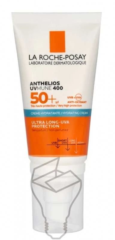 La Roche-Posay Anthelios UVMune 400 Hydrating Kreminis Face SPF 50+ apsauginis kremas nuo saulės jautriai veido odai, 50 ml