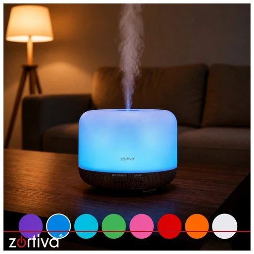 Aromų difuzorius – LED drėkintuvas su nuotolinio valdymo pulteliu Zortiva