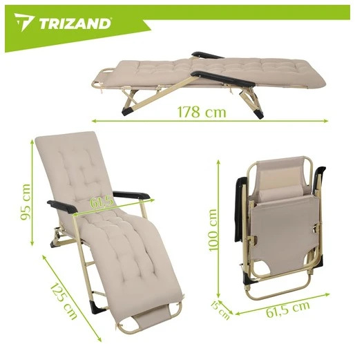 Sulankstomas sodo gultas 60x177x30cm Trizand