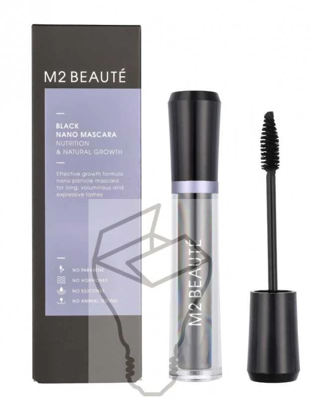 M2 Beauté Juodas Nano blakstienų tušas Nutrition and Amp Natural Growth 6 ml