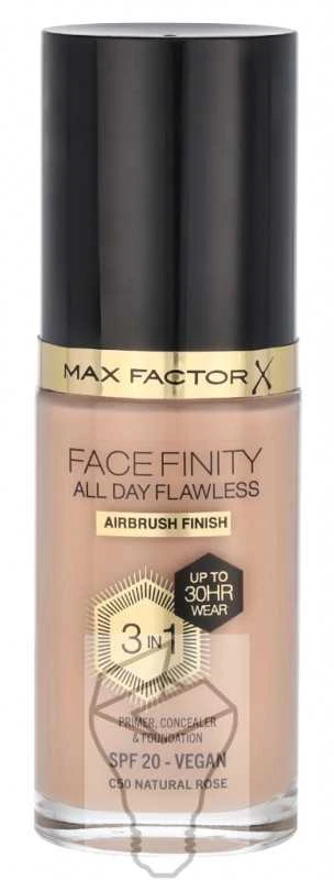 Max Factor Facefinity All Day Flawless makiažo pagrindas moterims 30 ml, spalva: C50 Natural Rose
