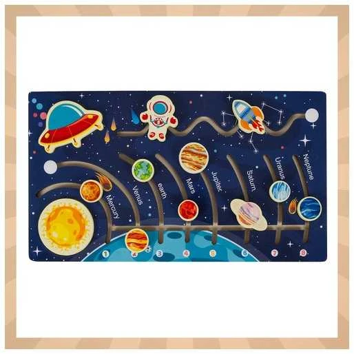 Medinė dėlionė - saulės sistema Kruzzel 39,7 x 22 cm