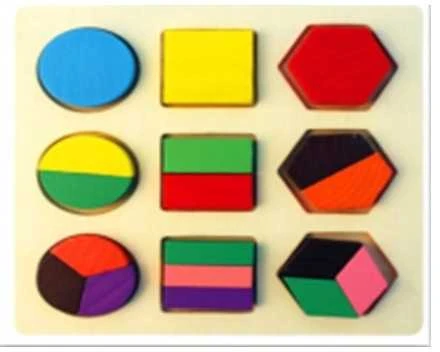 Medinė dėlionė geometrinės figūros