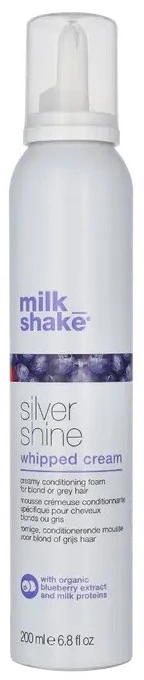 Kondicionuojančios putos šviesiems ir žiliems plaukams Milk_Shake Silver Shine Whipped Cream, 200 ml
