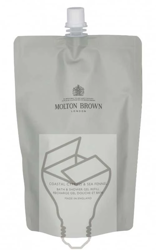Molton Brown Coastal Cypress & Sea Fennel Bath & Dušo želė Refill dušo gelio papildymas, 400 ml