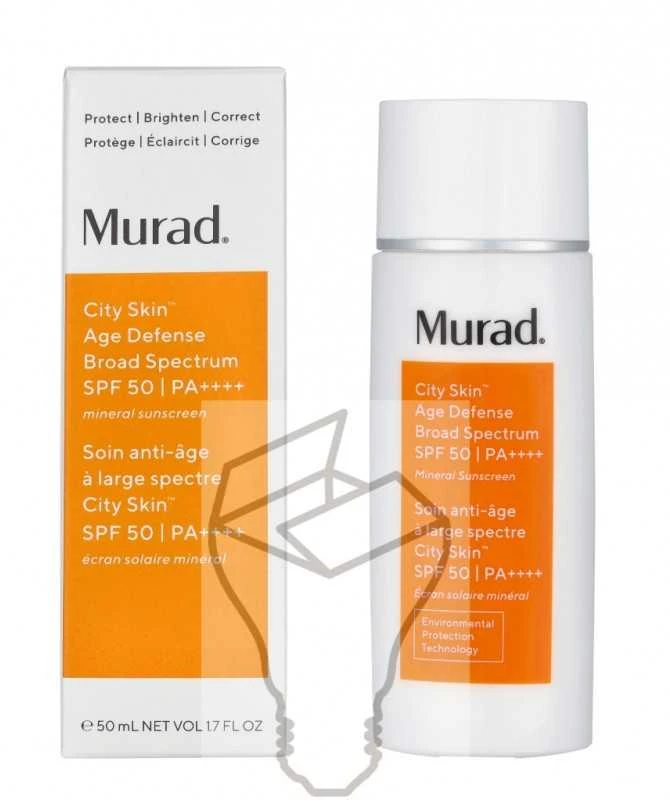 Murad Skincare Murad City Skin Age Defense Broad Spectrum SPF 50 PA++++ koreguojantis apsauginis veido kremas nuo saulės, 50 ml