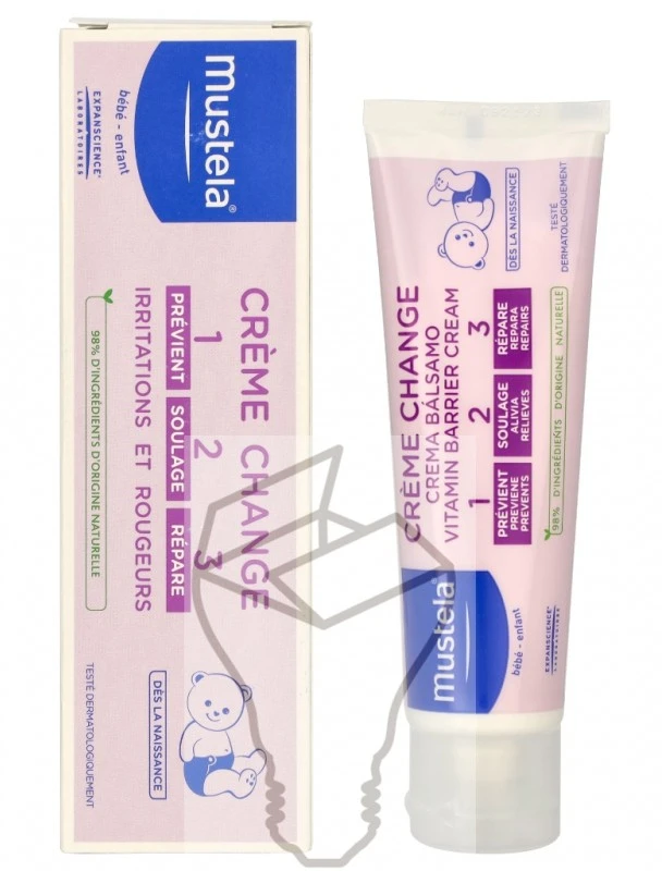 Mustela 1 2 3 Vitamin Barrier Kreminis kremas nuo sauskelnių dirginimo, 50 ml