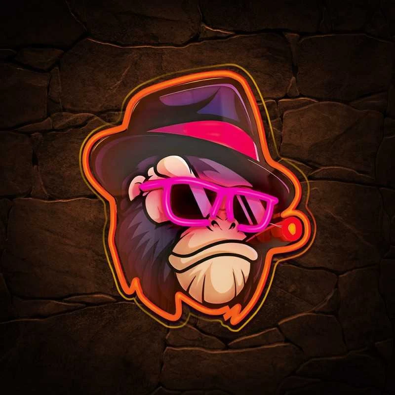 Neoninis LED paveikslas GANGSTA MONKEY daugiaspalvis FLA03 Forever Light