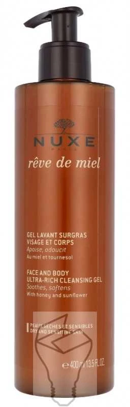 Nuxe Ypač tirštos konsistencijos veido ir kūno valomoji želė „Rêve de Miel® Face and body ultra-rich cleansing gel“, 400 ml