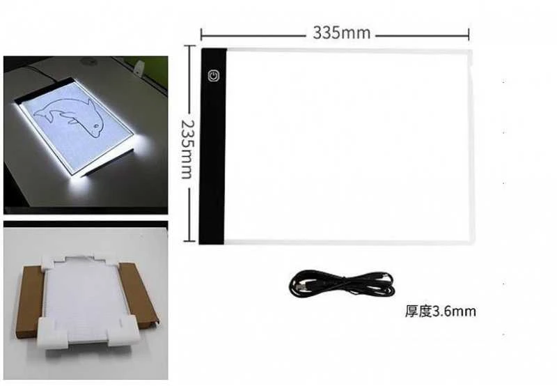 Piešimo lenta A4 LED apšviesta braižymo lenta
