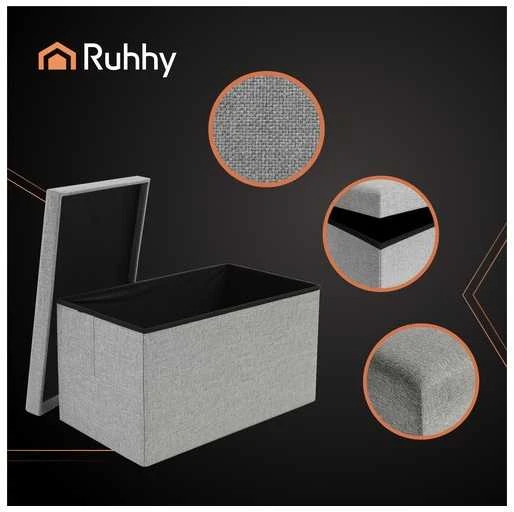 Pilkas audinio pufas 76x38x38cm Ruhhy 26131