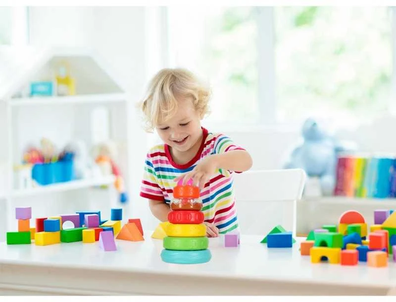 KIK Piramidės bokštas edukacinė sensorinė dėlionė spalvinga Montessori