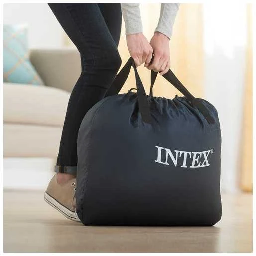 INTEX Pripučiamas čiužinys-lova Ultra Plush Queen su pompa,152x203x46cm